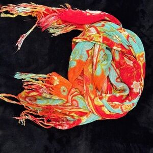 Spartina 449 Red and turquoise Scarf with Artistic Flair